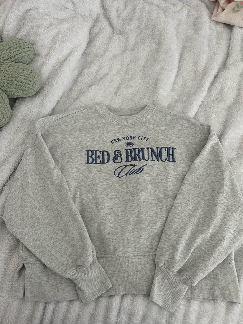 Abercrombie Bed & Brunch Club Grey Sweatshirt - Navy Logo